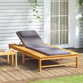 Sun Lounger with Dark Gray Cushion and Pillow Solid Wood Acacia