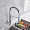 Aqucubic Commercial Single Handle Single Lever Pull Down Sprayer Spring Kitchen Sink Faucet