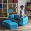 Jaxx Zipline Modular Kids Loveseat & Ottomans, Teal