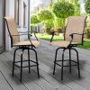 2pcs Wrought Iron Swivel Bar Chair Patio Swivel Bar Stools Black(without table)