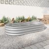 Raised Garden Bed Outdoor, Oval Large Metal Raised Planter Bed for for Plants, Vegetables, and Flowers - Silver