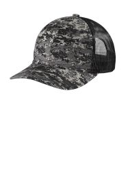 Port Authority Digi Camo Snapback Trucker Cap C114 (Color: Black Digi/ Black)