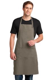 Port Authority Easy Care Extra Long Bib Apron with Stain Release A700 (Color: Khaki)