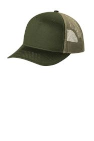 Port Authority Snapback Five-Panel Trucker Cap C115 (Color: Olive Drab Green/ Tan)